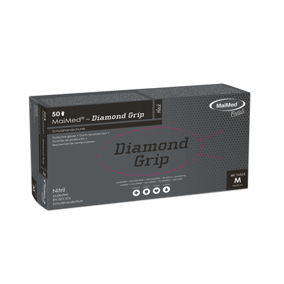 MaiMed-Diamond Grip svart, icke-steril, pf latexfri nitrilhandske