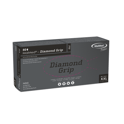MaiMed-Diamond Grip svart, icke-steril, pf latexfri nitrilhandske