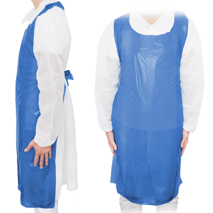 MaiMed-Apron Light PE, förkläde av PE 75x120cm blå, 100 st/förpackning, blockerad, slät yta | Förpackning (100 stycken)