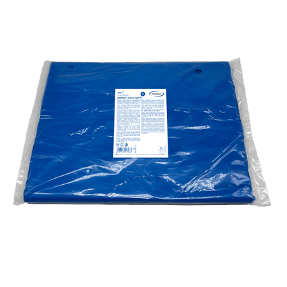 MaiMed-Apron Light PE, förkläde av PE 75x120cm blå, 100 st/förpackning, blockerad, slät yta | Förpackning (100 stycken)