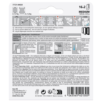 tesa Powerstrips Click Klett-Klebepads, weiß 16 x 2 m