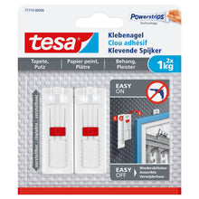 tesa Verstellbarer Klebenagel für Tapeten und Putz blau, bis 1 kg
