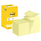 Abgebildet ist ein Stapel Post-it® Super Sticky Z-Notes Promotion, Gelb (76 mm x 76 mm, 100 Blatt/Block) der 3M Deutschland GmbH mit ihrer Kartonverpackung. Der Karton hebt das Post-it-Logo hervor, und ein Blatt ist leicht angehoben.