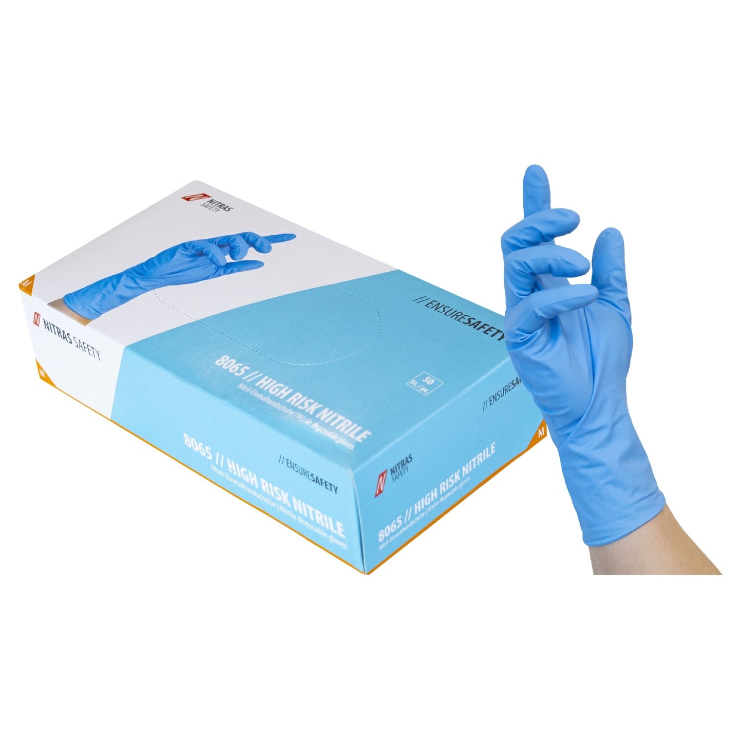 NITRAS HIGH RISK NITRILE, nitril engångshandskar, blå