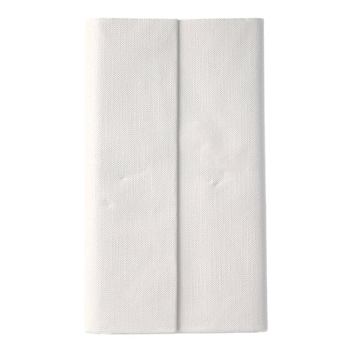 En vit PAPSTAR duk från ROYAL Collection (120 x 180 cm) från PAPSTAR GmbH är vikt vertikalt i två banor och placerad på en enkel vit bakgrund, vilket framhäver dess högkvalitativa design.