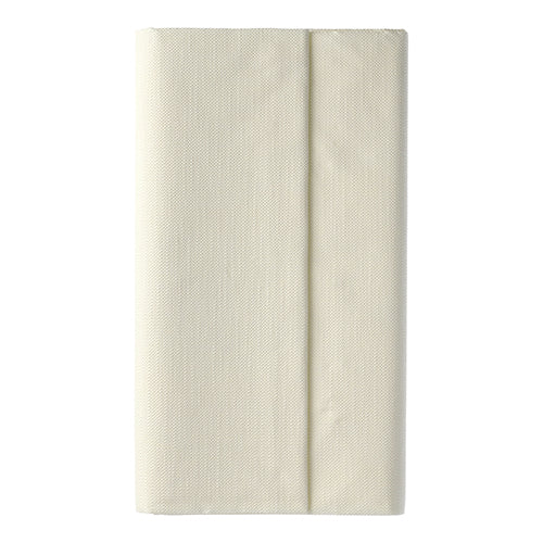 En prydligt vikt, krämfärgad PAPSTAR-duk från ROYAL-kollektionen (120 cm x 180 cm, PAPSTAR GmbH) framför en enkel vit bakgrund.