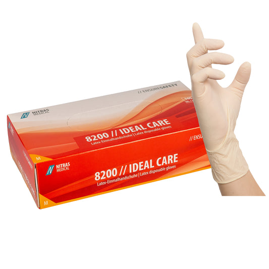 NITRAS IDEAL CARE, latex engångshandskar, naturlig färg