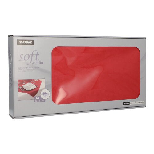 Starpak 20 Mitteldecken, tygliknande, fleece "Soft Selection" (80x80cm), i silverförpackning med klart fönster och bordbild, idealisk för gastronomi eller som bordsduk.