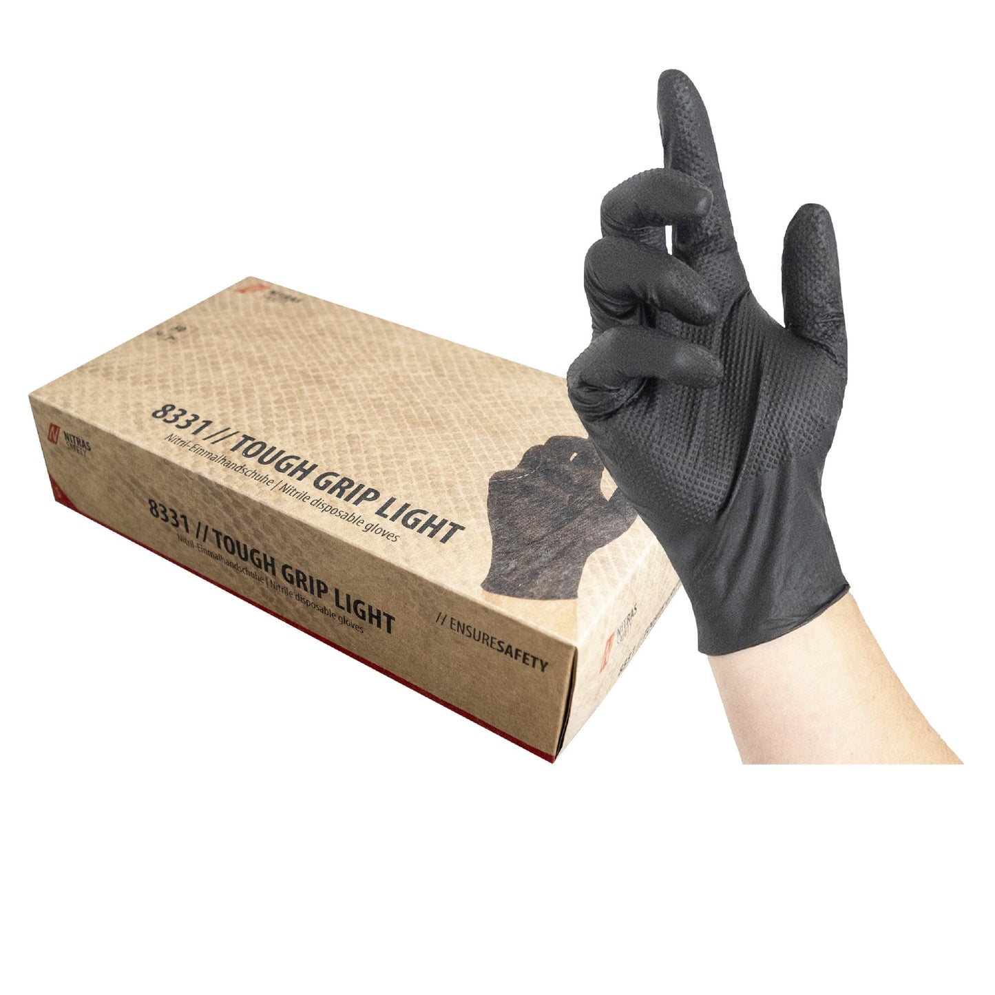 NITRAS TOUGH GRIP LIGHT, engångshandskar i nitril, svarta
