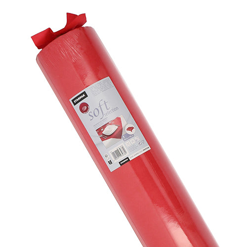 En rulle Starpak bordsduk, tygliknande, fleece "Soft Selection" med märkesetikett med bilder och produktdetaljer. Erbjuder ett högkvalitativt, tygliknande utseende och känsla från det välrenommerade märket Starpak.