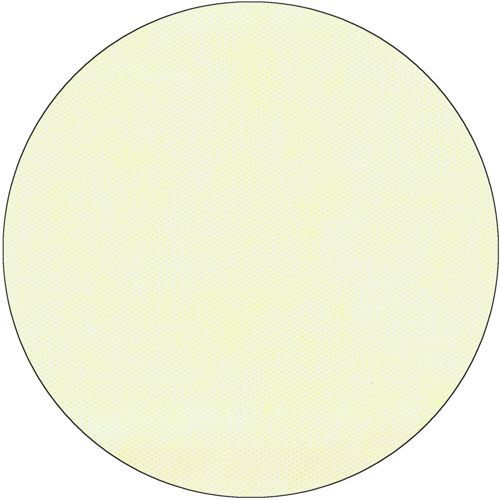 En enkel, ljusgul cirkel med en tunn svart kant på vitt, vars släta och jämna färg speglar den mjuka urvalsstilen av Starpak-bordsduken, tygliknande fleece från Starpak.