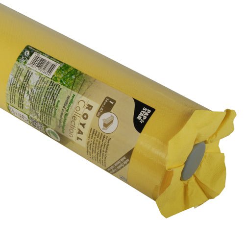 En rulle PAPSTAR bordsduk, Tissue "ROYAL Collection" (24 m x 40 cm) från PAPSTAR GmbH, med delvis synlig produktetikett, ligger på en vit bakgrund.