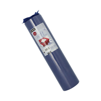 En upprullad Starpak bordsduk, tygliknande nonwoven "soft selection" (24 m x 40 cm), med fastsatt etikett, är avbildad mot en vit bakgrund, vilket framhäver dess mjuka och mångsidiga utseende.