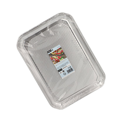 Starpak 5 serveringsfat, aluminium rektangulär 35 cm x 26 cm, är rektangulära engångsbrickor av aluminium, hygieniskt förpackade i krympfolie med en centrerad livsmedelsbildetikett, perfekt för professionell gastronomi. (5 stycken).