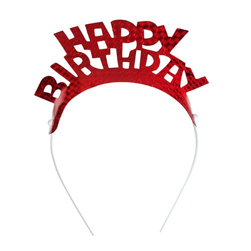 De 4 hårband färgsorterade "Metallic" från PAPSTAR GmbH kännetecknas av de glänsande, metalliska bokstäverna som bildar "HAPPY BIRTHDAY" i versaler - perfekt för festliga fester.