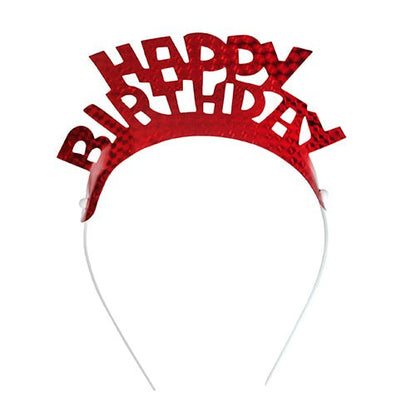 De 4 hårband färgsorterade "Metallic" från PAPSTAR GmbH kännetecknas av de glänsande, metalliska bokstäverna som bildar "HAPPY BIRTHDAY" i versaler - perfekt för festliga fester.
