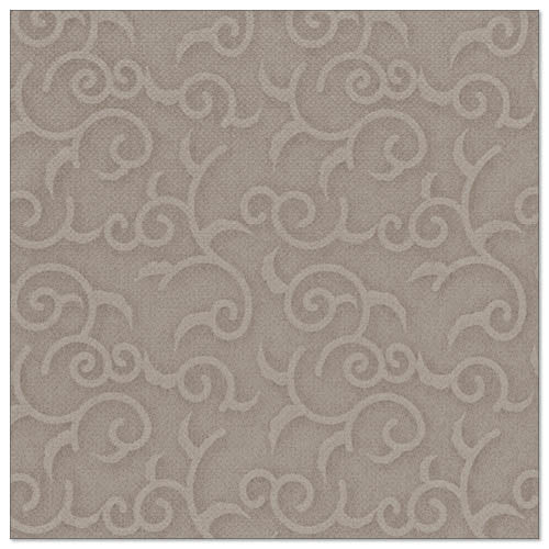 Den fyrkantiga servetten från "ROYAL Collection" från PAPSTAR GmbH (20 servetter, 1/4-vikt, 40x40 cm) visar ett elegant, upphöjt rankmönster i ljus taupe, idealisk för den krävande bordsdekorationen.