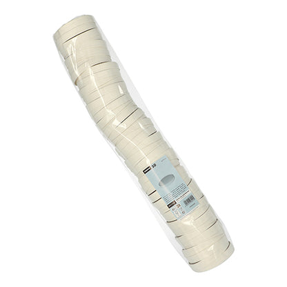 Ein klarer Stapel weißer Starpak 50 Deckel für Suppenbecher, Pappe „To Go“ rund weiß – ideal als eine To Go-Lösung mit umweltfreundlicher Verpackung.