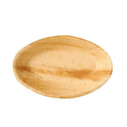 De PAPSTAR palmbladsskålar "pure", ovala (20x12,5 cm), av miljövänligt material, är biologiskt nedbrytbara och idealiska som hållbara engångsskålar för miljömedvetna tillfällen (25 stycken, krympfilm).