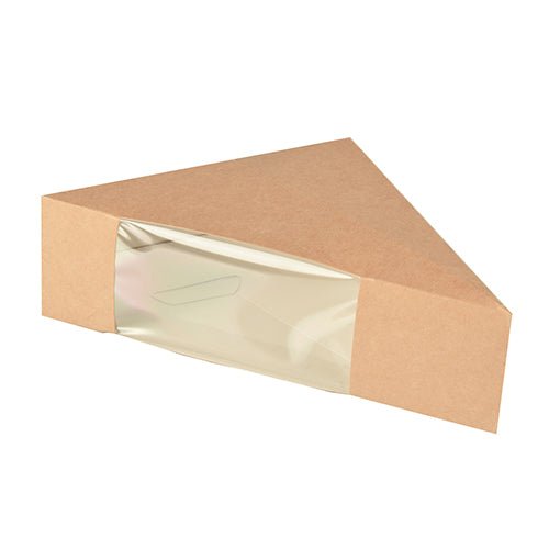 De PAPSTAR sandwichlådorna med siktfönster (50 stycken, 12,3 cm), bruna av PLA-folie, från PAPSTAR GmbH möjliggör en titt på innehållet genom det klara fönstret och är miljövänligt förpackade.