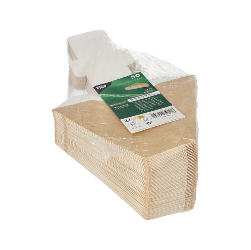De PAPSTAR sandwichlådorna med siktfönster, bruna, av PLA (50 stycken), kommer i en genomskinlig, miljövänlig förpackning med en grön-vit etikett som framhäver deras hållbara design av PAPSTAR GmbH.