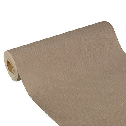 Starpak-bordslöparen "Soft Selection Plus" av tyg-liknande fleece (24 m x 40 cm) i beige är delvis utrullad på vit bakgrund – perfekt för festliga tillfällen.