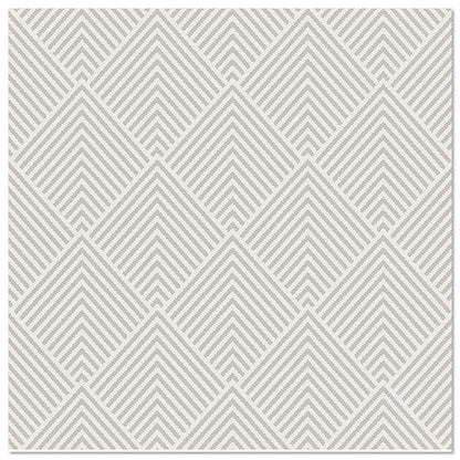 Ein sich wiederholendes geometrisches Muster aus hellgrauen Rautenformen mit Chevron-Linien auf Weiß, ideal für PAPSTAR 50 Servietten "ROYAL Collection" 1/4-Falz 40 x 40 cm grau von PAPSTAR GmbH.
