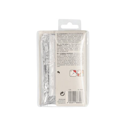 Genomsiktig förpackning med ett PAPSTAR folieballong-set "Happy Birthday" från PAPSTAR GmbH; baksida med tryckt instruktion, streckkod och "Happy Birthday"-motiv. Ovanpå finns en upphängningsflik för presentation.