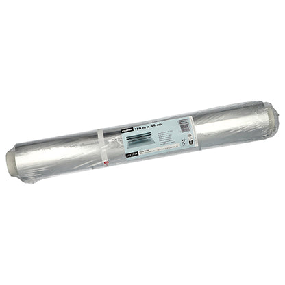 En rulle Starpak aluminiumfolie löst av märket Starpak, i en förpackning med vit etikett med produktdetaljer, ligger på vit yta.