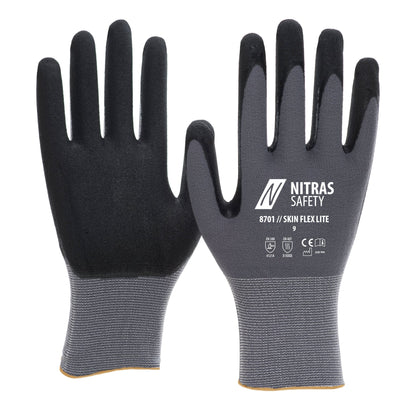 NITRAS SKIN FLEX LITE, monteringshandskar, grå/svart