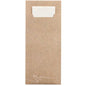 Eine Papierhülle PAPSTAR 520 Bestecktaschen (20 x 8,5 cm, 2-lagig) der PAPSTAR GmbH fasst eine passende weiße Serviette (33 x 33 cm), die oben teilweise sichtbar ist und über eine Aussparung für den einfachen Zugriff auf die integrierte Serviette verfügt.