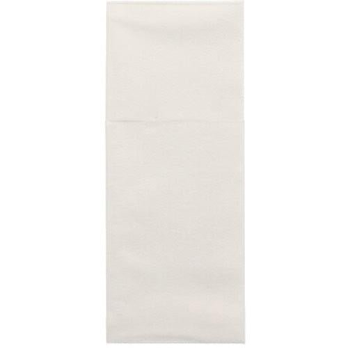 En Starpak 100 bestickficka Airlaid-servett (40x48 cm, med bestickveck) presenteras ofälld mot en vit bakgrund och visar en viklinje – idealisk för bordsdekoration eller som en stilfull bestickficka.