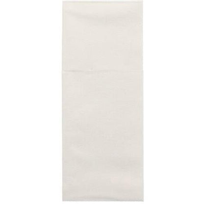 En Starpak 100 bestickficka Airlaid-servett (40x48 cm, med bestickveck) presenteras ofälld mot en vit bakgrund och visar en viklinje – idealisk för bordsdekoration eller som en stilfull bestickficka.