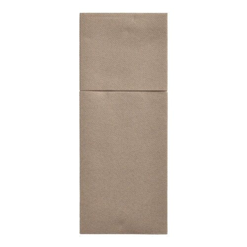 Starpak 100 bestickfickor, Airlaid 40 x 48 cm med bestickveck, är bruna, rektangulära, längsveckade servetter – idealiska för bordsdekorationer eller som stiliga bestickfickor.
