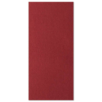 Ett rektangulärt, rött strukturerat tygmönster från de 50 servetterna "ROYAL Collection" 1/8-vik 40 x 40 cm från PAPSTAR GmbH presenteras mot en vit bakgrund, idealisk för eleganta servetter eller stilfull bordsdekoration.