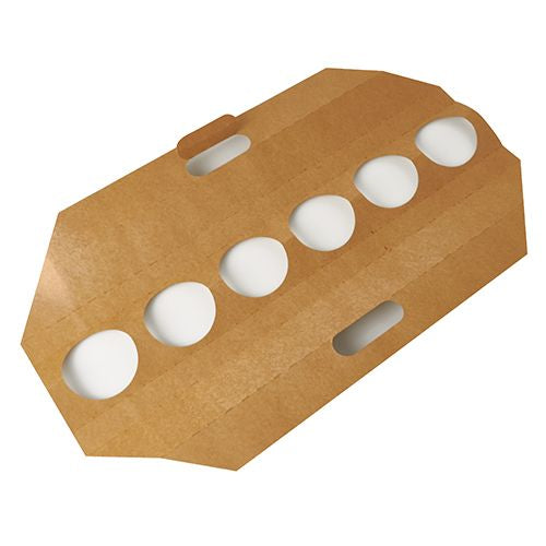 De PAPSTAR bärbrickorna "pure" (12x9,5 cm, brunt) från PAPSTAR GmbH rymmer 6 koppar, har fyra rektangulära handtag och är tillverkade av miljövänlig kartong - perfekt för hållbar transport av drycker. 30-pack med krympfolie.