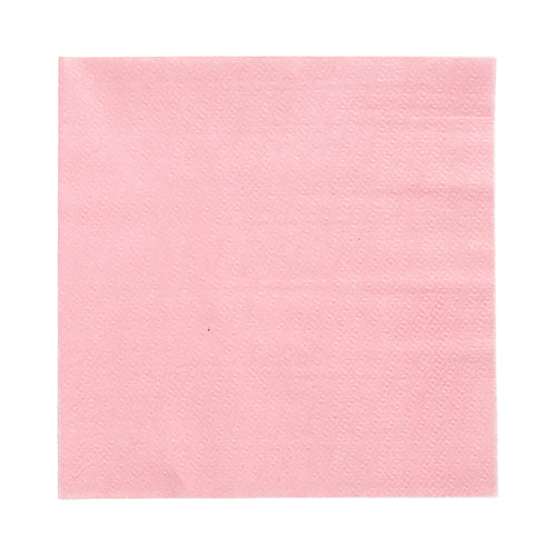 Abgebildet ist eine hellrosa PAPSTAR 100 Serviette (33 x 33 cm, 1-lagig, 1/4-Falz, umweltfreundlich, FSC-zertifiziert) der PAPSTAR GmbH auf weißem Hintergrund.