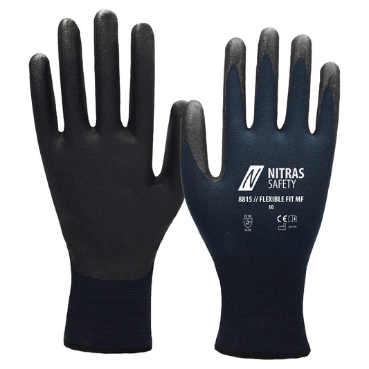 NITRAS FLEXIBLE FIT MF, monteringshandskar, mörkblå/svart