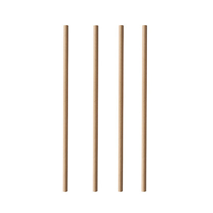 Vier PAPSTAR 100 Trinkhalme aus Papier „pure“ (Ø 6 mm, 20 cm, PAPSTAR GmbH) stehen vertikal in einer Reihe auf weißem Hintergrund.