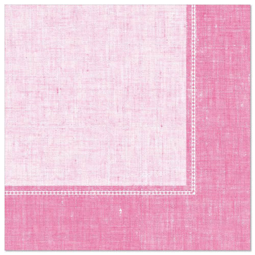 De PAPSTAR 50 servetter "ROYAL Collection" 1/4-vikning 40 x 40 cm rosa från PAPSTAR GmbH har en lätt strukturerad rosa design med ljusare mitt, mörkare kant och broderade vita linjer - idealiska för eleganta bordsdekorationer.