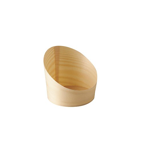 Der PAPSTAR GmbH Snackbecher aus Holz "pure", Ø 8,2 cm, ist ein umweltfreundlicher Einwegbecher im 25er-Pack, oval und hell, mit glatten Seiten - ideal für nachhaltiges Servieren.