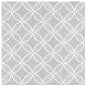 Eine quadratische Fliese mit einem sich wiederholenden geometrischen Muster aus sich überschneidenden weißen Kreisen auf hellgrauem Grund - die perfekte Ergänzung zu den PAPSTAR 50 Servietten "ROYAL Collection" 1/4-Falz 40 x 40 cm grau von PAPSTAR GmbH.