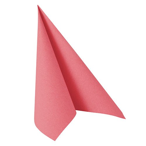 En enskild PAPSTAR 100 servetter ”ROYAL Collection” med 1/4-veck (40 x 40 cm) från PAPSTAR GmbH är vikt på högkant i triangulär form på vit bakgrund och framhäver därmed eleganta servetter av högkvalitativt material.