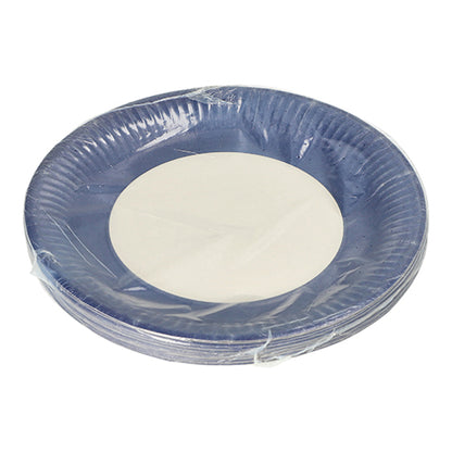 En förpackning PAPSTAR 20 tallrikar, papper rund Ø 23 cm från PAPSTAR GmbH presenteras i en genomskinlig plastförpackning på en enkel vit bakgrund – idealisk för evenemang.