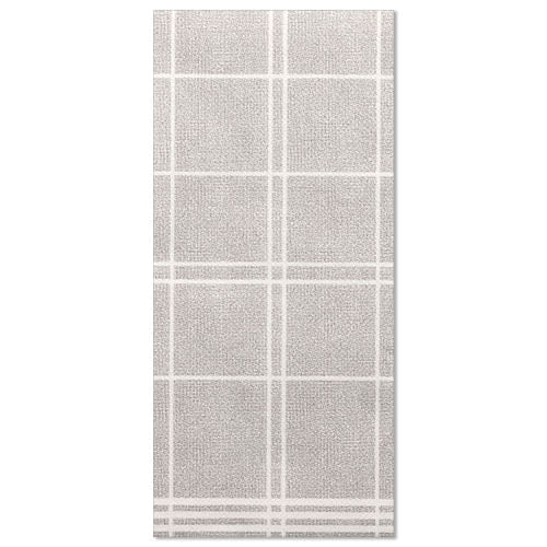 De 50 PAPSTAR servetterna "ROYAL Collection" 1/6-vikning 48x33 cm "Kitchen Craft" har en stilfull rektangulär grå design med vitt rutmönster och kantade kanter – perfekt för att höja din bordsdekoration.