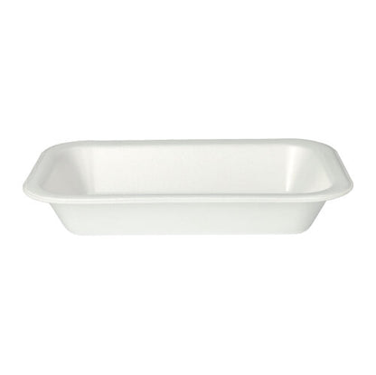 Starpak 100 förseglingsskålar är enkla, rektangulära, vitlaminerade XPS-matskålar med lätt upphöjda kanter från Starpak - idealiska för användning inom gastronomi och avbildade på foto mot vit bakgrund.