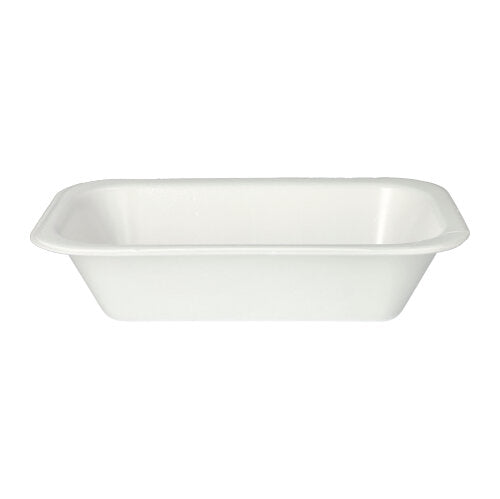 Starpak 100 förseglingsskålar XPS-skål av vitt laminerat polystyren med lätt vinklade sidor och rundade hörn avbildas på vit bakgrund - idealisk för användning inom gastronomi.