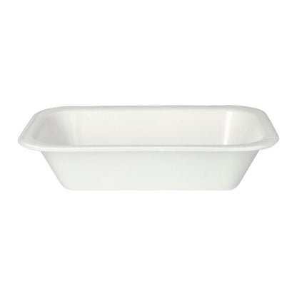 Starpak 100 förseglingsskålar XPS-skål av vitt laminerat polystyren med lätt vinklade sidor och rundade hörn avbildas på vit bakgrund - idealisk för användning inom gastronomi.