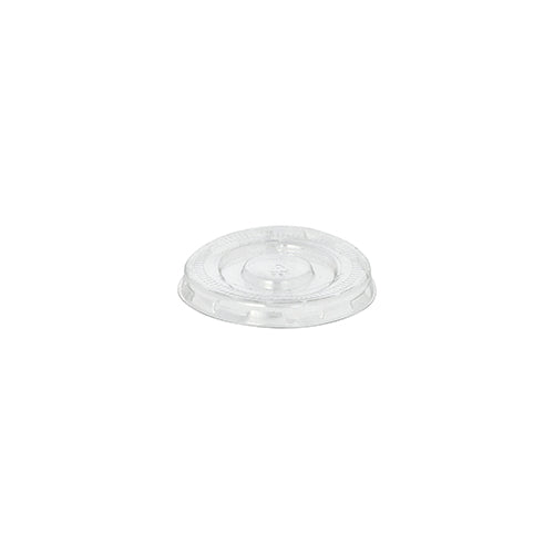 Starpak 125-locket för dressingbägare, PET rund Ø 5,9 cm · 0,7 cm klar, är ett klart runt lock med upphöjd kant och cirkulärt område i mitten för engångsdricksglas; avbildad på vit bakgrund (125 stycken).
