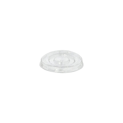 Starpak 125-locket för dressingbägare, PET rund Ø 5,9 cm · 0,7 cm klar, är ett klart runt lock med upphöjd kant och cirkulärt område i mitten för engångsdricksglas; avbildad på vit bakgrund (125 stycken).